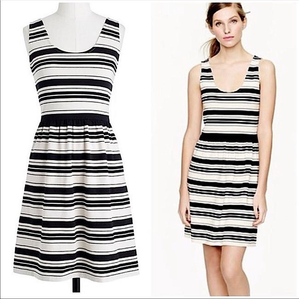 J.CREW Villa Cream & Black Striped “A” Line Skater Sleeveless Dress - Picture 12 of 12